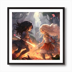 Anime Battle Girls Art Print