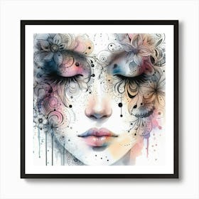 Watercolor Of A Woman'S Face 30 Art Print