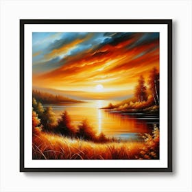 Sunset By The Lake Art Print