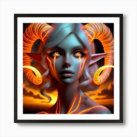 Demon Girl With Horns 1 Art Print