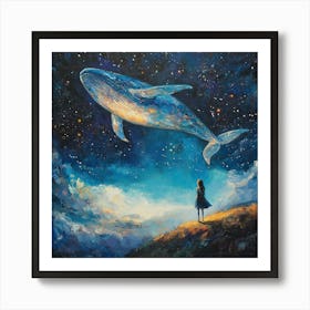 Whale In The Starry Night Sky 12 Art Print