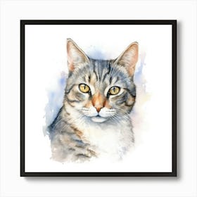 American Wirehair Cat Portrait Art Print