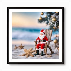 Santa Claus On The Beach 1 Art Print