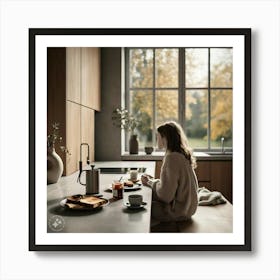 Girl In A Kitchen Art Print