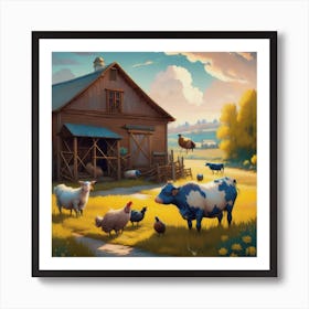 Farmyard Friends Art Print