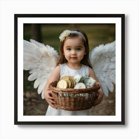 Angel Holding A Basket Of Money Art Print