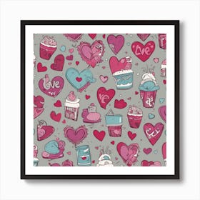 Valentine'S Day Seamless Pattern 1 Art Print