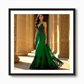 Woman In A Green Dress 2 Art Print