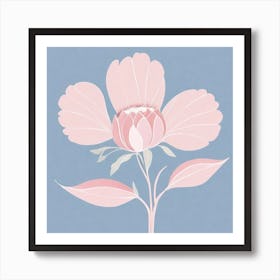 A White And Pink Flower In Minimalist Style Square Composition 53 Art Print