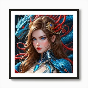 Girl With A Dragon poi Art Print