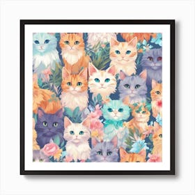 cat faces Art Print