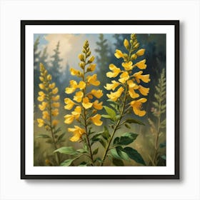 Wild Senna Wildflower Vintage Botanical Art Print 3 Art Print