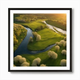 Sunrise Over The River Art Print