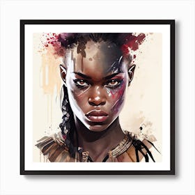 Watercolor African Warrior Woman  #2 Art Print
