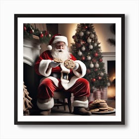 Santa Claus Eating Cookies 11 Art Print