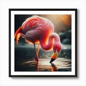 Flamingo In Water Art Print