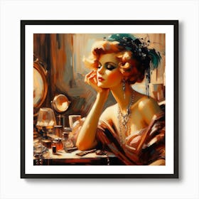 Glamorous Woman In A Mirror Art Print