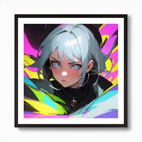 Anime Girl With Blue Eyes, anime digital art style, by Shadee Art Print