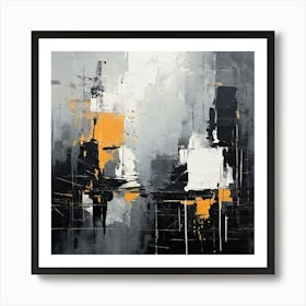 Abstract Painting, Produce A Monochromatic Abstract Artwork Overlapping Squares And Rectangles 5 Art Print