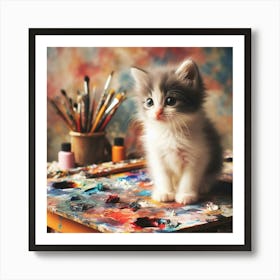 Cute Kitten Painting Art Print