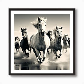 Horses Running On The Beach Art Print