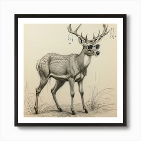 Deer With Sunglasses 1 Art Print