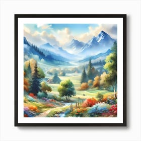 Watercolor Landscape Painting 13 Art Print