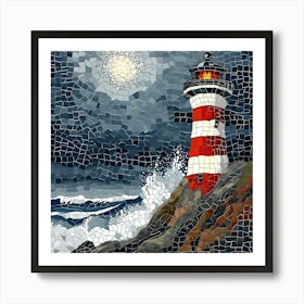 Lighthouse At Night Art Print