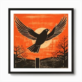 Retro Bird Lithograph Cuckoo 1 Art Print