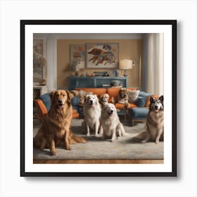 Dogs In A Living Room Art Print