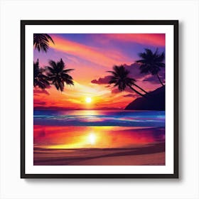 Sunset On The Beach 118 Art Print