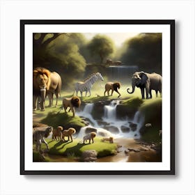 Lions In The Jungle 1 Art Print