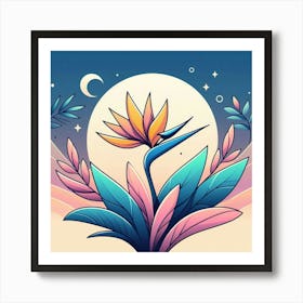 Flower of Bird of Paradise, Vector art 2 Art Print