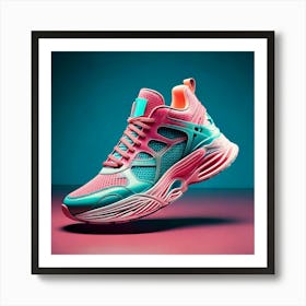 Firefly Floating Turquoise And Pink Sneaker With Bold Design 68011 Poster