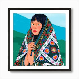 Woman In A Scarf Art Print