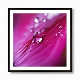 A Close Up Of A Delicate Raindrop On A Vibrant Flower Petal, Showcasing Its Reflective Surface And I (3) Art Print