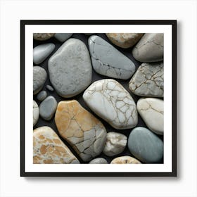 Pebbles On A Black Background Art Print