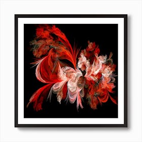 Abstract Red Flower Art Print