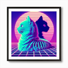 Skeleton Cat 2 Art Print