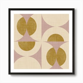 Retro Vintage Circle Fusion Mid Century Orbs Mauve 50s Geometric Art Print