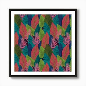 Tropical Leaves Seamless Pattern Art Print