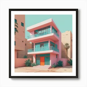 A House In Cape Town Abstract Risograph Style Art Print 4 Art Print