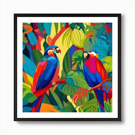 Parrots In The Jungle Fauvism Tropical Birds in the Jungle 9 Art Print