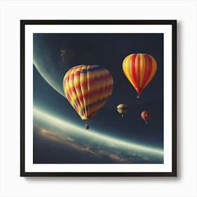 Hot Air Balloons In Space Art Print