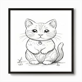 Cute Cat Coloring Pages Art Print