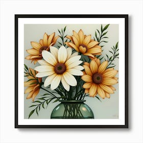 Water color Flower bouquet brown Art Print