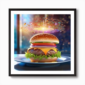 Burger On Plate 1 Art Print