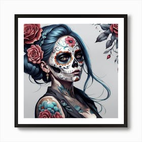 Tattooed sugar skull 1 Poster