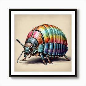 Colorful Insect Illustration Pill Bug Art Print Art Print