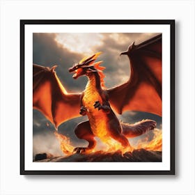 Dragon On Fire Art Print